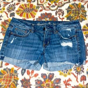 Blue Denim Distressed American Eagle Shorts size 6